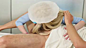 Nurse performs prostate massage, receives oral ejaculation