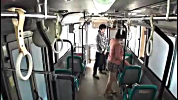 Asian woman caught in bus with VR glasses