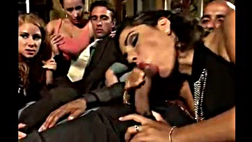 Extreme BDSM gangbang with deepthroat and piss play