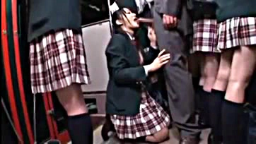 Perverted dude hooks up with schoolgirl on bus