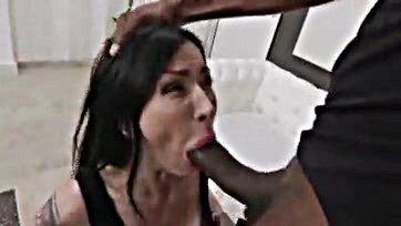 Alyce Noir's interracial DP features BBC and cum swallowing