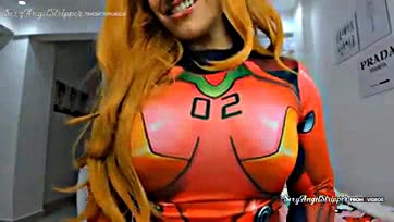 Asuka Langley Soryu gets bukkaked on her big tits