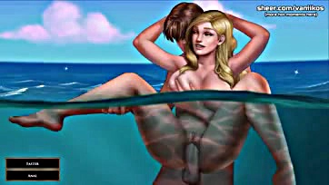 Teen blonde gets anal and creampie underwater