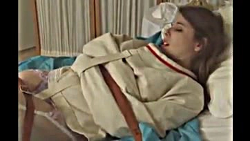 Fucked-up chick gets hogtied in a hospital bed