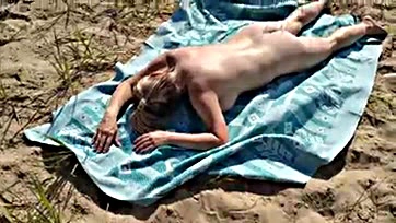 Man jerks off near nude beach, massive cum shot