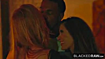 Two white chicks get pounded by a black stud