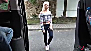 Blonde gets rough sex in van, no consent mentioned