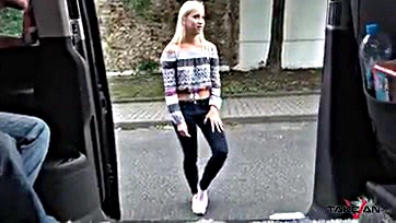 Blonde gets rough sex in van, no consent mentioned