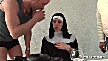 Nun gets brutally screwed by two dudes