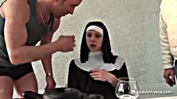 Nun gets brutally screwed by two dudes