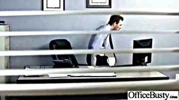 Office affair with big-breasted, horny woman (R-rated)