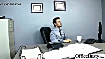 Office affair with big-breasted, horny woman (R-rated)