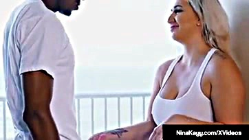 Nina gets throat-fucked by a big black dick