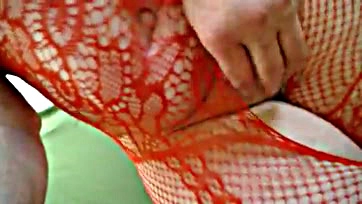 Dawn flaunts thick, fuzzy pussy in bodystocking