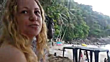 Porno actress flaunts herself for beachgoers in Brazil