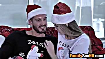 Perverted stepdad molests naive stepdaughter in Santa suit