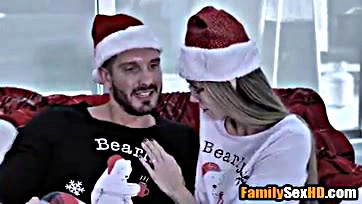 Perverted stepdad molests naive stepdaughter in Santa suit