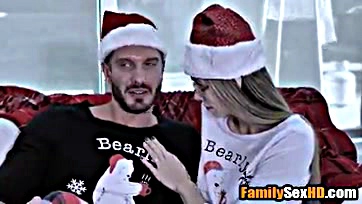 Perverted stepdad molests naive stepdaughter in Santa suit