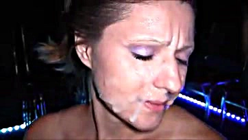 Girl gets cum dumped on face after gangbang