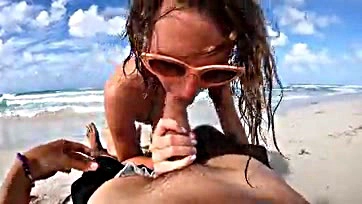 Uninhibited beachgoers engage in explicit, creampie-filled sex acts