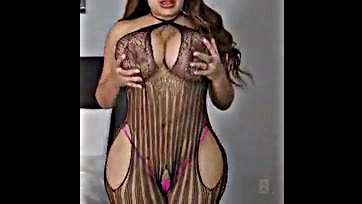 Nasty Latina flaunts massive tits for hardcore sex