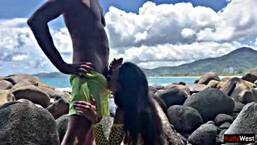 Fucking couple gets nasty on sandy beach