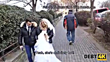 Collector bangs blonde in front of hubby-to-be