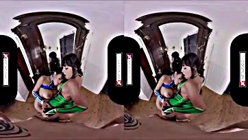 Virtual sex romp with Jade and Kitana, explicit