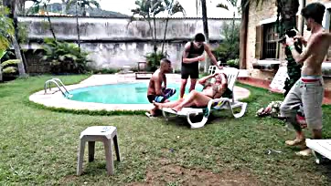 Teacher gets gang-banged by friends at poolside