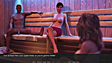 Hot wife seduces stepdaughter in steamy sauna session