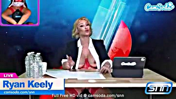 Ryan Keely rides sex machine, shows big tits live