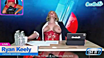 Ryan Keely rides sex machine, shows big tits live