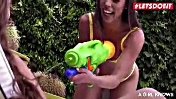 Lesbians get naughty near the pool, no surprise