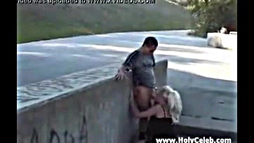 Public sex girl performs crazy street oral and intercourse