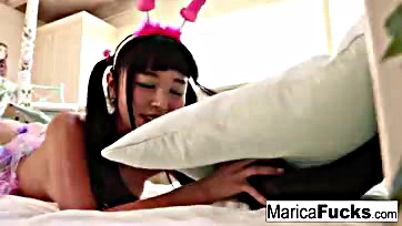 Japanese adult actress Marica Hase handles massive sex doll