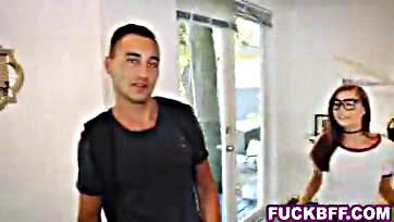 Teens gangbang foreigner, teach him English intimately