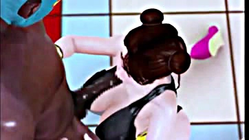 Chun-Li gets ravaged by a massive ebony phallus