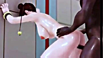 Chun-Li gets ravaged by a massive ebony phallus