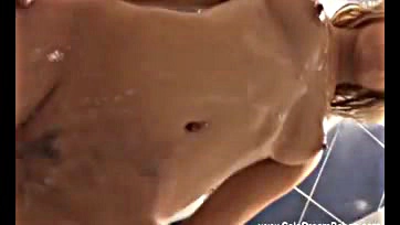 Sexy blonde mom gets herself off in shower