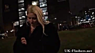 Blonde English pornstars publicly expose themselves at KazB night