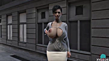 She exposes massive breasts to him