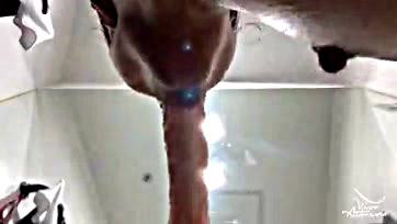 Teen rides giant dildo in public changing room