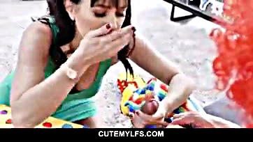 Sexy milf Alana gets birthday bang from horny clown