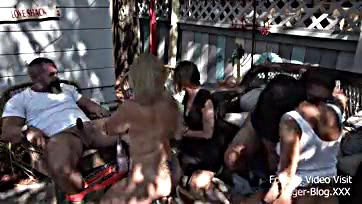 Swingers swap wives in hot outdoor fuck fest