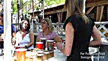 Swingers swap wives in hot outdoor fuck fest