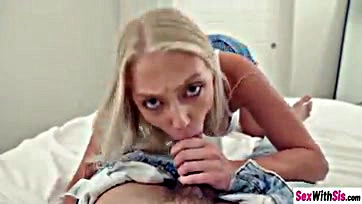 Blonde sis gets off on bro's massive dick