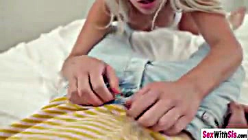 Blonde sis gets off on bro's massive dick