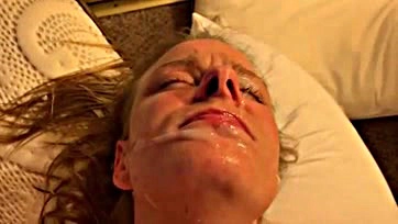 Girls get cum-covered facials in slow motion