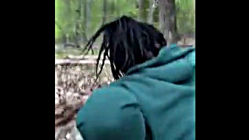 Teen ebony girl has sex with white boy in woods