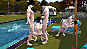 Wife and mother-in-law engage in a hot pool orgy